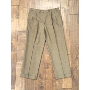 Vintage Lauren Ralph Lauren Pleated Pants Men's Size 36X30 Brown 100% Wool Y2K